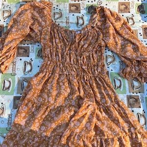 Orange dress- off shoulders